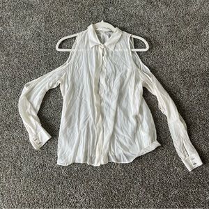 NWT alice & olivia flowy cold shoulder white button up